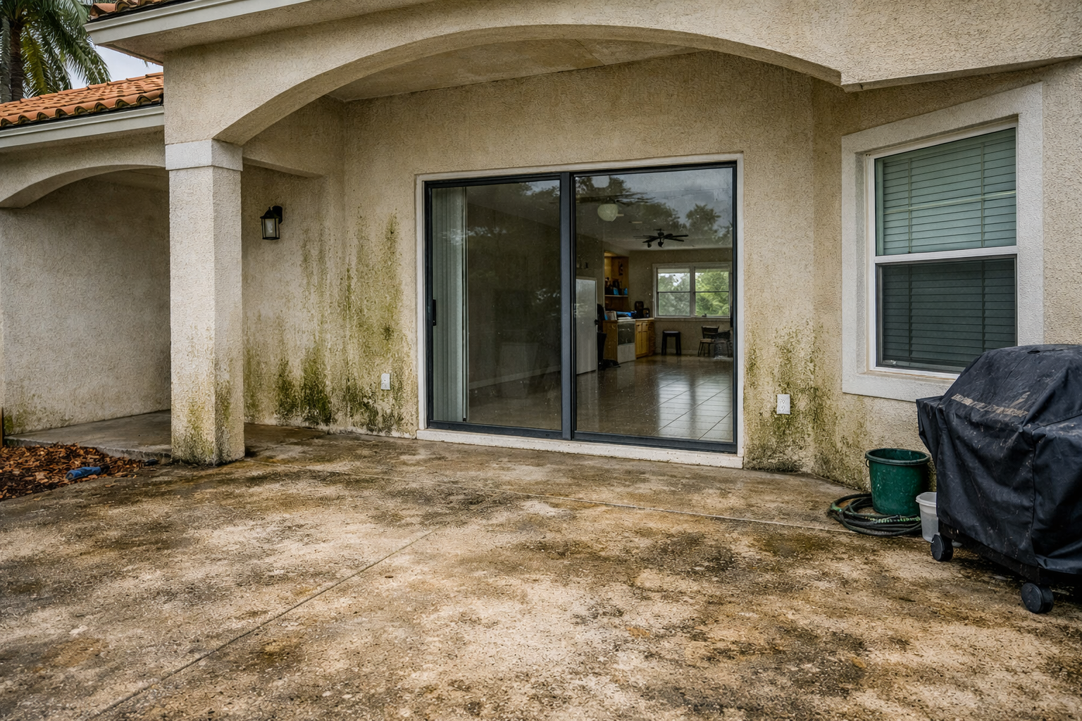 Pressure washing — before